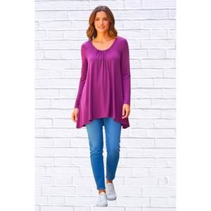 NEW DIVA USA sibella pleated front long sleeve blouse in magenta